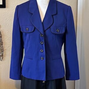 Women's Royal Blue Blazer Button-Up Jacket 8P